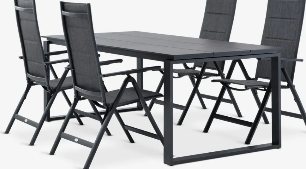 Conjuntos Mesa Y Sillas De Jardín>JUTLANDIA SONNERUP + MYSENMesa SONNERUP L215 + 4 sillas MYSEN gris