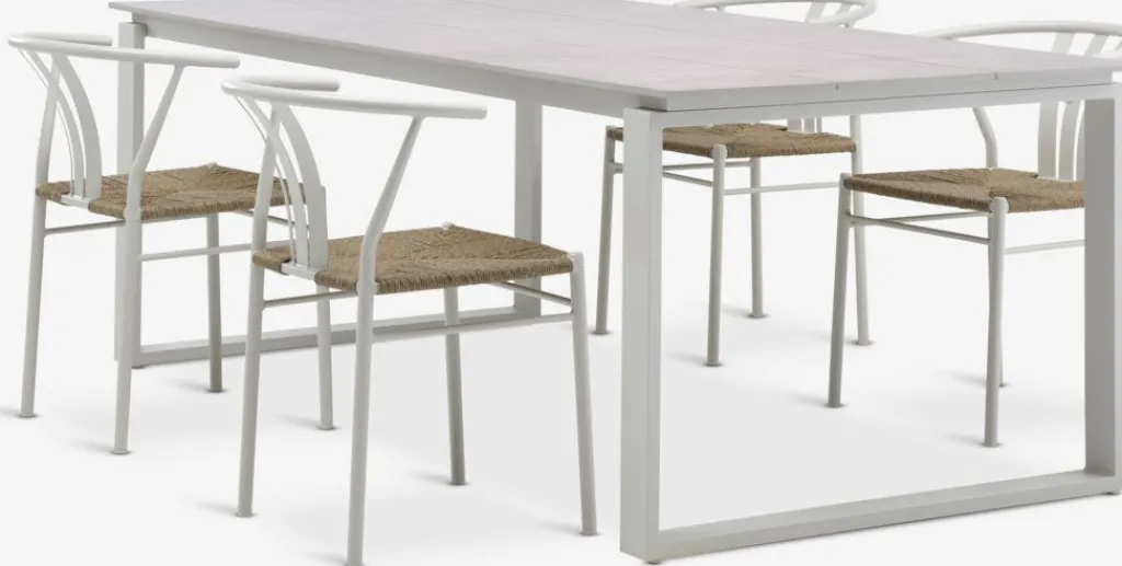 Conjuntos Mesa Y Sillas De Jardín>JUTLANDIA SONNERUP + TAGMARKMesa SONNERUP L215 + 4 sillas TAGMARK beis