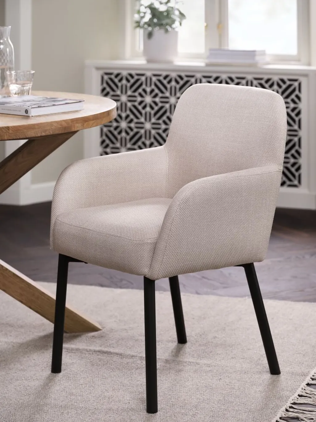 Sillas De Comedor>JYSK SOTTRUPSilla de comedor SOTTRUP tela beis/negro