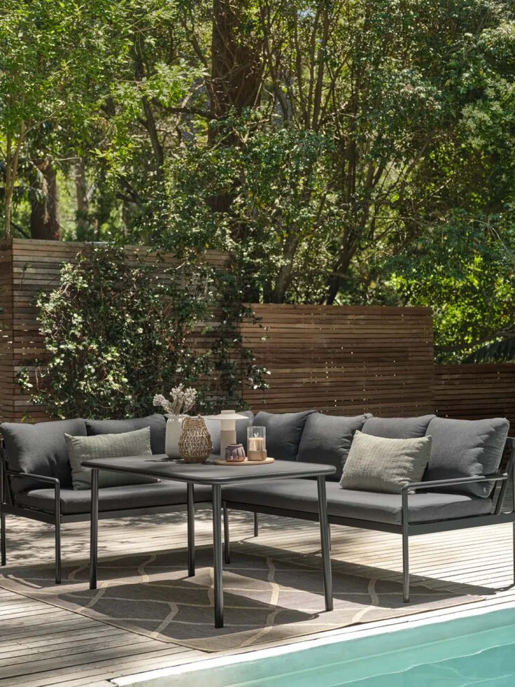 Conjuntos Mesa Y Sillas De Jardín|Muebles De Jardín>JYSK STROEMSTADConjunto muebles jardín STROEMSTAD 6 plazas negro