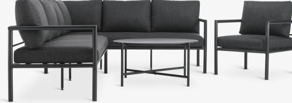 Conjuntos Mesa Y Sillas De Jardín|Muebles De Jardín>JUTLANDIA TAERNABYConjunto muebles jardín TAERNABY 7 plazas Negro