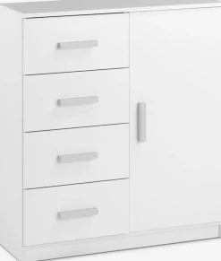 Cómodas|Cómodas>JYSK TAPDRUPCómoda TAPDRUP 4 cajones 1 puerta blanco