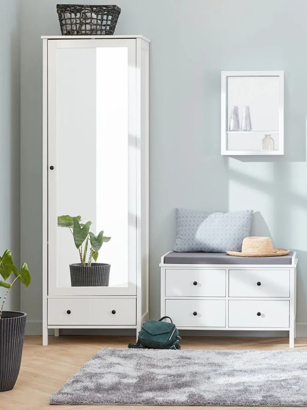 Percheros Con Zapatero|Percheros Con Zapatero>JYSK TERPETMueble recibidor TERPET con espejo blanco