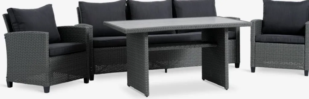 Conjuntos Mesa Y Sillas De Jardín|Muebles De Jardín>JYSK THISEConjunto muebles jardín THISE 5 plazas gris
