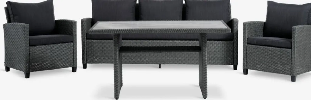 Conjuntos Mesa Y Sillas De Jardín|Muebles De Jardín>JYSK THISEConjunto muebles jardín THISE 5 plazas gris
