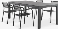 Conjuntos Mesa Y Sillas De Jardín>JUTLANDIA TYDAL + HEMSEDALMesa TYDAL L208/272 + 4 sillas HEMSEDAL negro