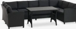 Conjuntos Mesa Y Sillas De Jardín|Muebles De Jardín>JYSK ULLEHUSEConjunto muebles jardín ULLEHUSE 9 plazas almacenaje negro