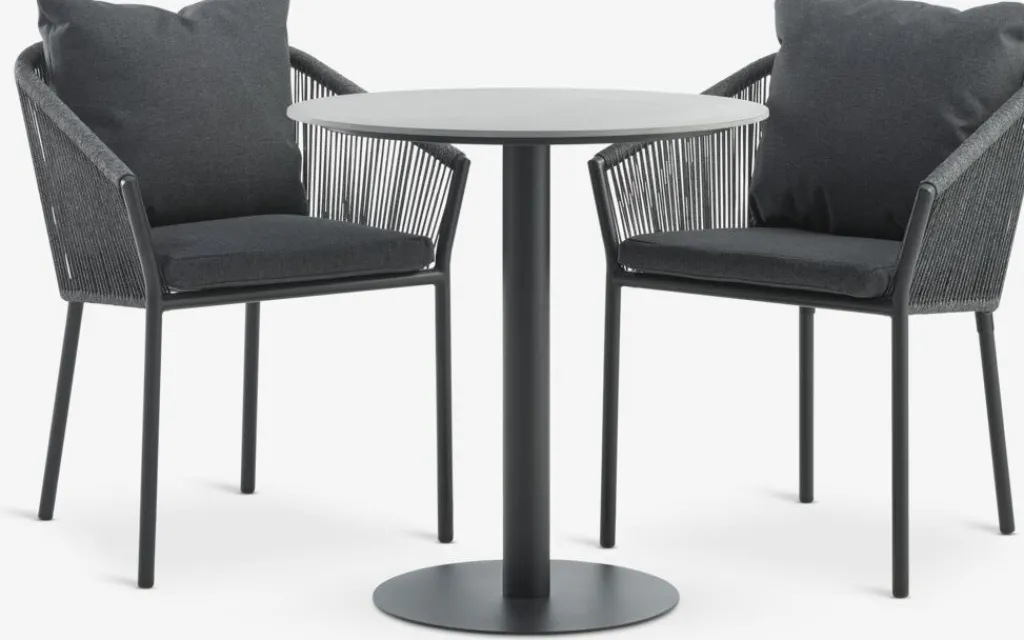 Conjuntos Mesa Y Sillas De Jardín>JYSK VAMDRUP + GILJAMesa VAMDRUP Ø70 + 2 sillas GILJA gris