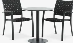 Conjuntos Mesa Y Sillas De Jardín>JYSK VAMDRUP + GLOMFJORDMesa VAMDRUP Ø70 gris + 2 sillas GLOMFJORD negro