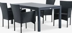 Conjuntos Mesa Y Sillas De Jardín>JUTLANDIA VATTRUP + AIDTMesa VATTRUP L172/276 + 4 sillas AIDT negro
