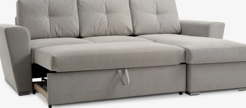 Sofás Cama|Sofás Cama>JYSK VEJLBYSofá cama chaise longue VEJLBY tela arena claro Arena clara