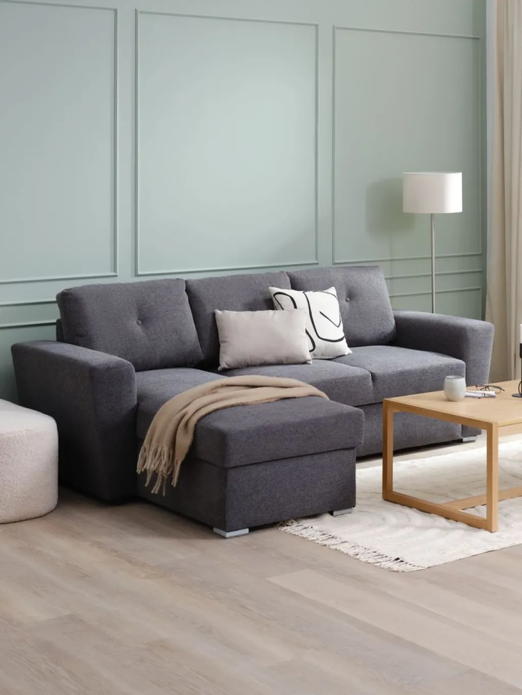 Sofás Cama|Sofás Cama>JYSK VEJLBYSofá cama con chaise longue VEJLBY tela Gris oscuro