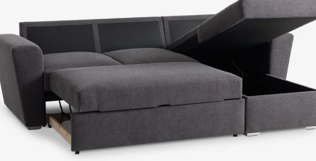 Sofás Cama|Sofás Cama>JYSK VEJLBYSofá cama con chaise longue VEJLBY tela Gris oscuro