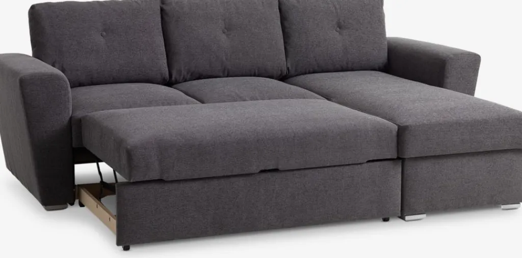 Sofás Cama|Sofás Cama>JYSK VEJLBYSofá cama con chaise longue VEJLBY tela Gris oscuro