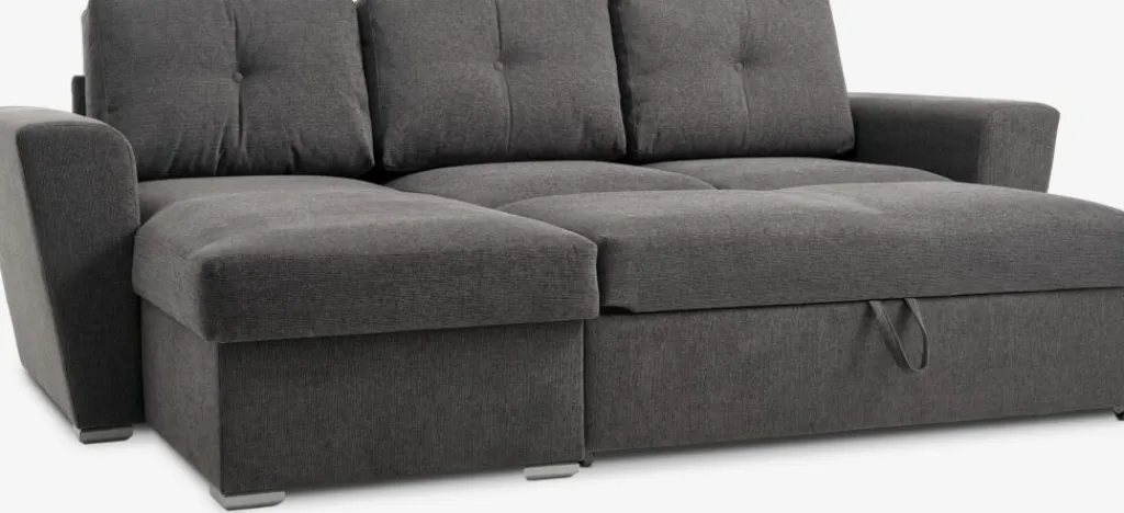 Sofás Cama|Sofás Cama>JYSK VEJLBYSofá cama con chaise longue VEJLBY tela Gris oscuro