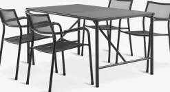 Conjuntos Mesa Y Sillas De Jardín>JYSK VIERLI + HEMSEDALMesa VIERLI L149 + 4 sillas HEMSEDAL negro
