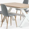 Mesas De Comedor|Conjuntos De Comedor>JYSK VISLINGE + JONSTRUPMesa VISLINGE L150 natural + 4 sillas JONSTRUP azul claro