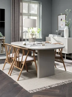 Mesas De Comedor|Conjuntos De Comedor>JYSK VORDINGBORG + LYKSBORGMesa VORDINGBORG L198 beis + 4 LYKSBORG roble natural