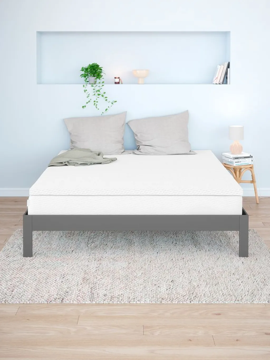 Toppers|90 X 190 Cm>WELLPUR FRYAPLUSTopper 160x200cm FRYA gris Gris oscuro, Blanco
